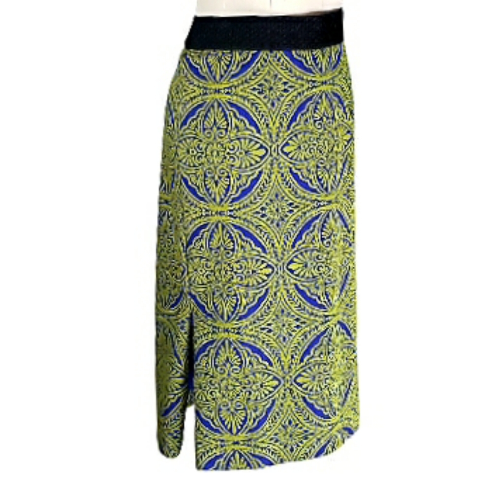 Anthropologie Maeve Knit Medallion Pencil Skirt M Tapestry Knee Boho Romantic